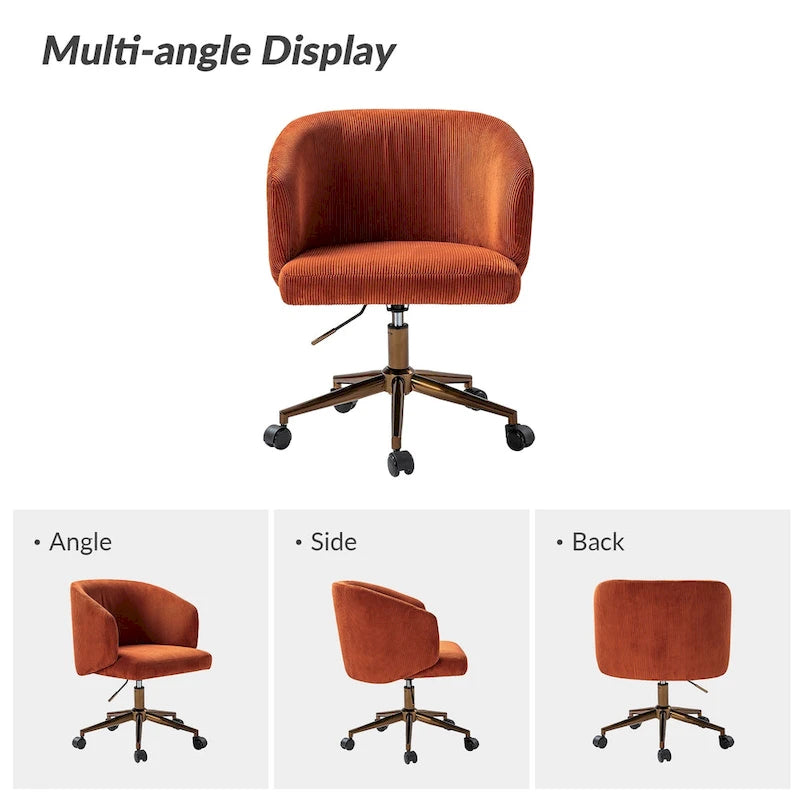 Fauteuil de bureau pivotant ergonomique Astore Modern en velours côtelé avec hauteur réglable par HULALA HOME