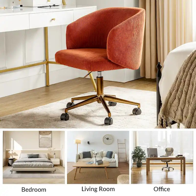 Fauteuil de bureau pivotant ergonomique Astore Modern en velours côtelé avec hauteur réglable par HULALA HOME