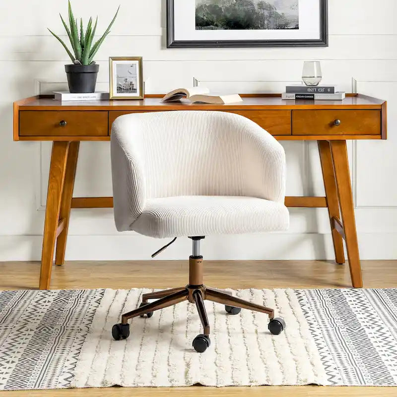 Fauteuil de bureau pivotant ergonomique Astore Modern en velours côtelé avec hauteur réglable par HULALA HOME
