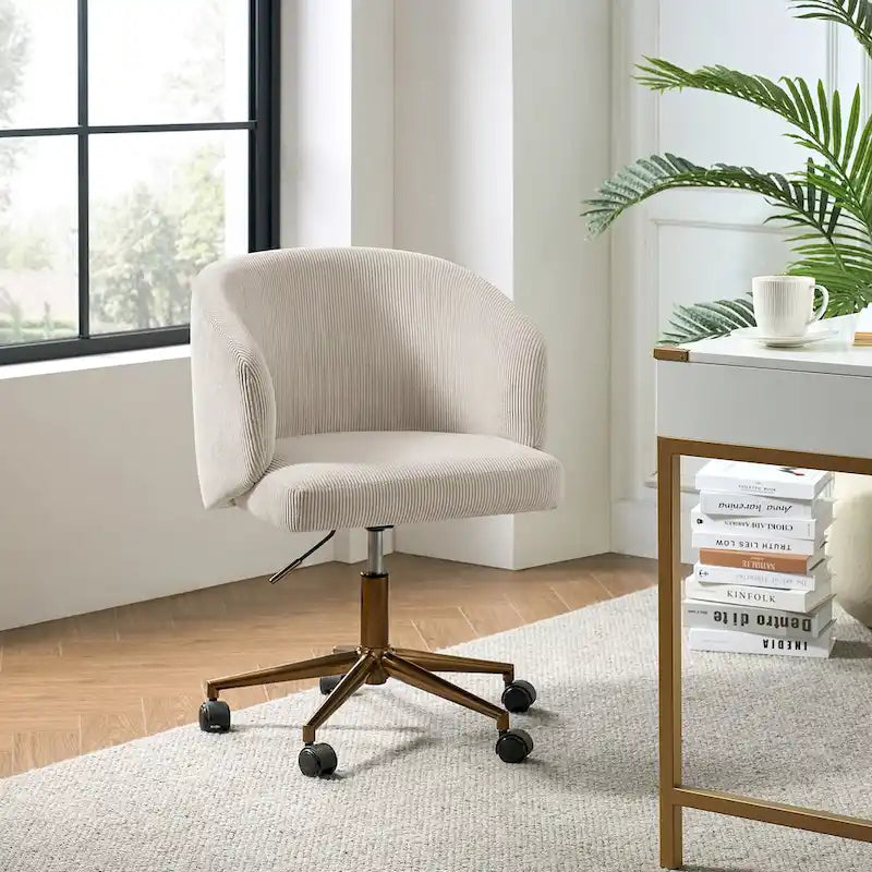 Fauteuil de bureau pivotant ergonomique Astore Modern en velours côtelé avec hauteur réglable par HULALA HOME