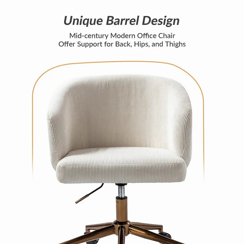 Fauteuil de bureau pivotant ergonomique Astore Modern en velours côtelé avec hauteur réglable par HULALA HOME