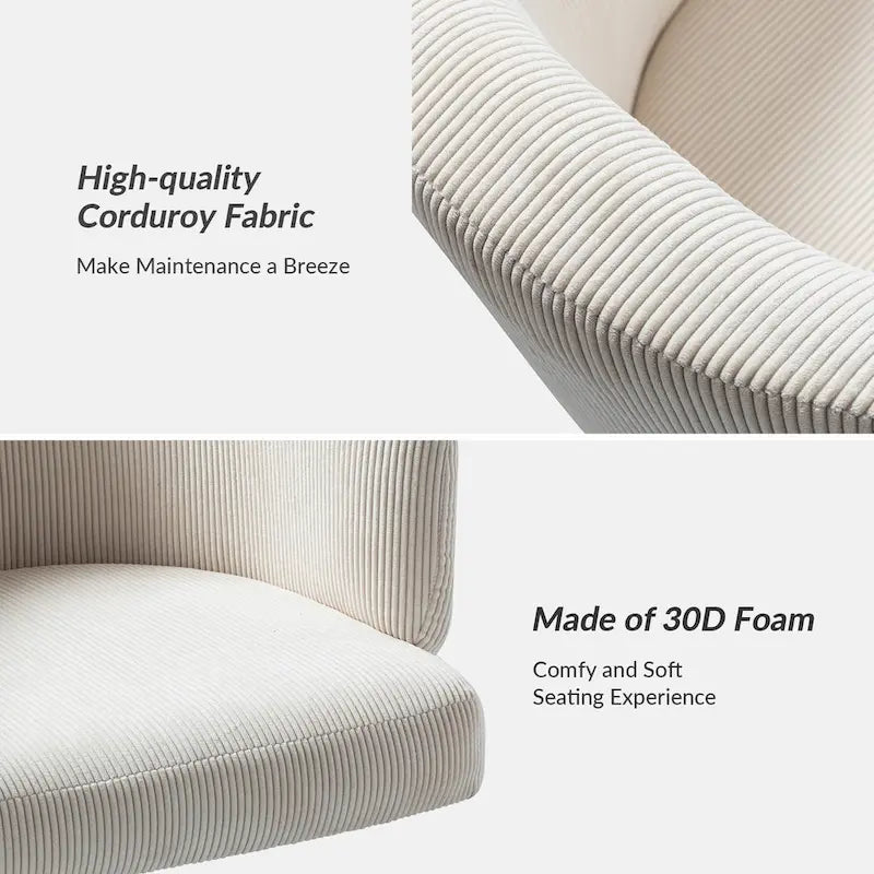 Fauteuil de bureau pivotant ergonomique Astore Modern en velours côtelé avec hauteur réglable par HULALA HOME