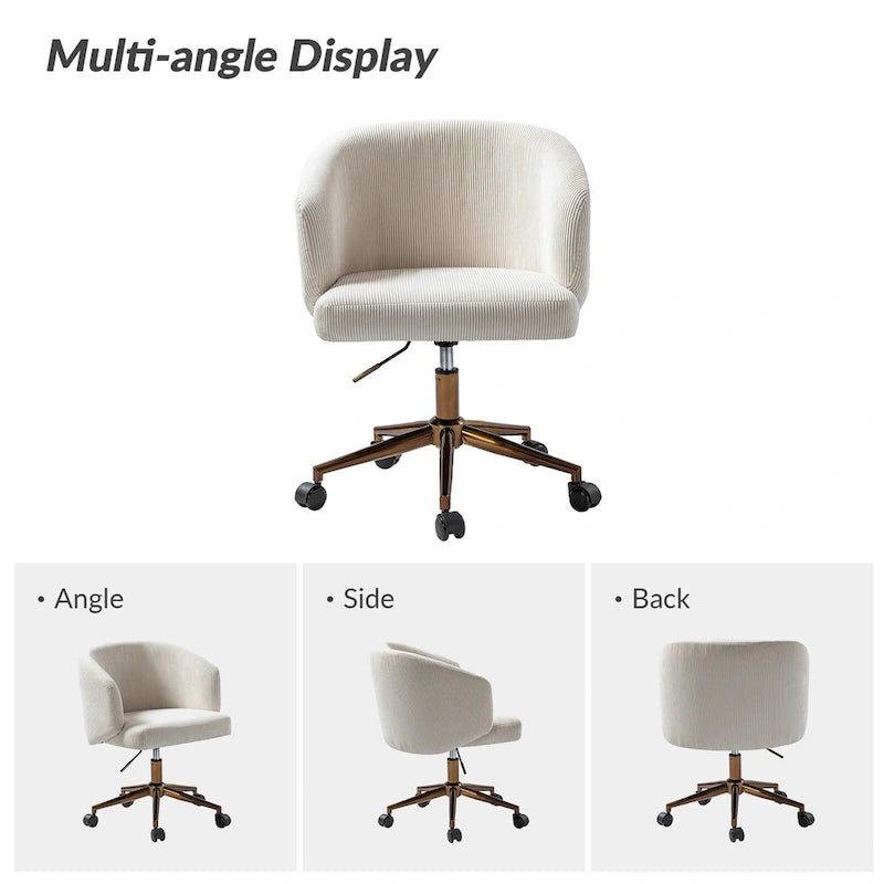 Fauteuil de bureau pivotant ergonomique Astore Modern en velours côtelé avec hauteur réglable par HULALA HOME