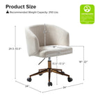 Fauteuil de bureau pivotant ergonomique Astore Modern en velours côtelé avec hauteur réglable par HULALA HOME