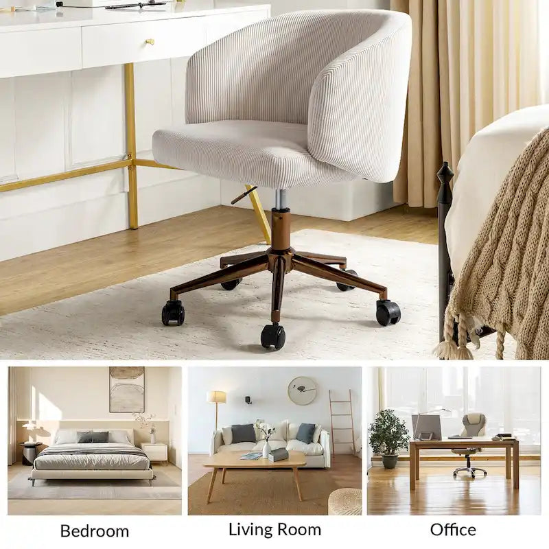 Fauteuil de bureau pivotant ergonomique Astore Modern en velours côtelé avec hauteur réglable par HULALA HOME