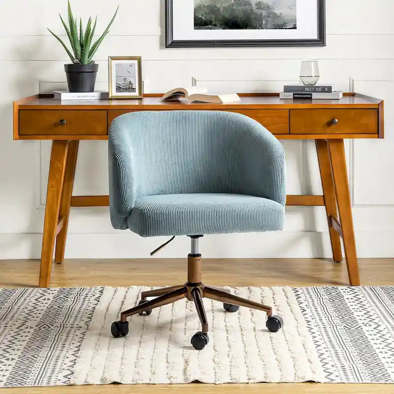 Fauteuil de bureau pivotant ergonomique Astore Modern en velours côtelé avec hauteur réglable par HULALA HOME