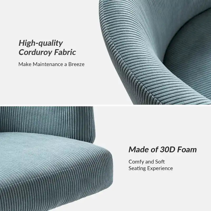 Fauteuil de bureau pivotant ergonomique Astore Modern en velours côtelé avec hauteur réglable par HULALA HOME