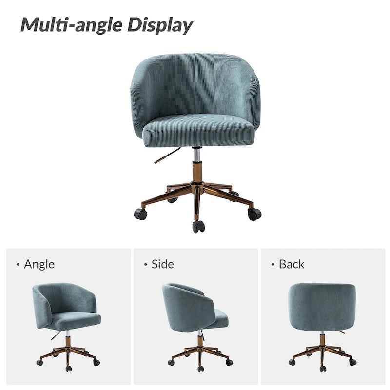 Fauteuil de bureau pivotant ergonomique Astore Modern en velours côtelé avec hauteur réglable par HULALA HOME