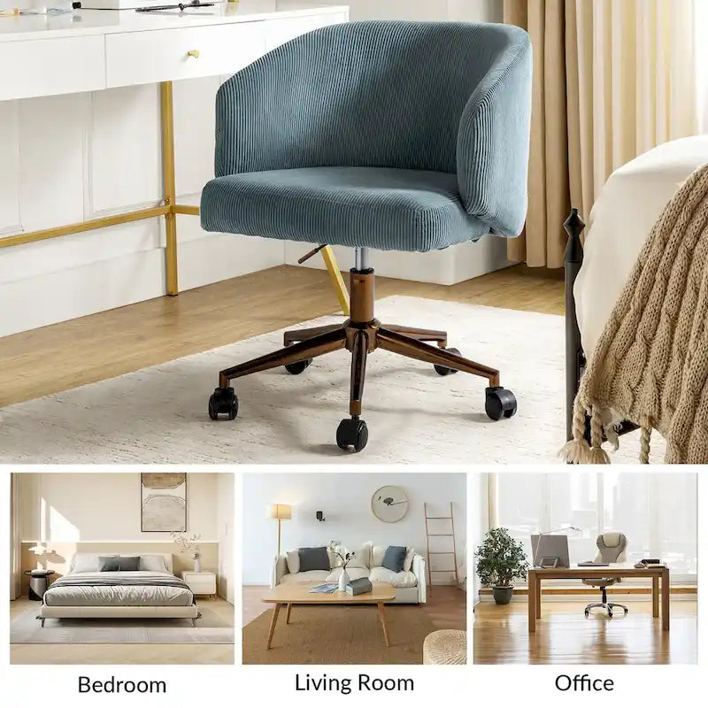 Fauteuil de bureau pivotant ergonomique Astore Modern en velours côtelé avec hauteur réglable par HULALA HOME