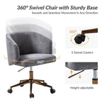 Fauteuil de bureau pivotant ergonomique Astore Modern en velours côtelé avec hauteur réglable par HULALA HOME