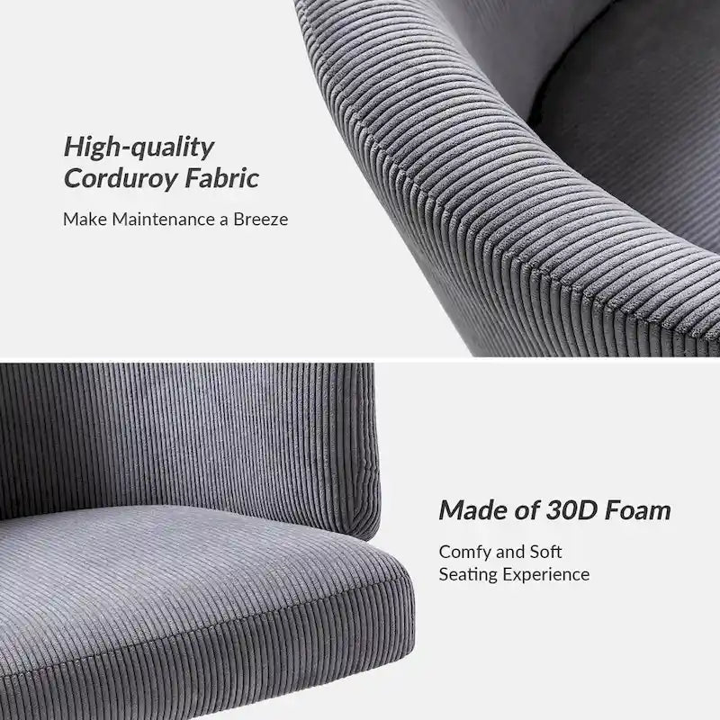 Fauteuil de bureau pivotant ergonomique Astore Modern en velours côtelé avec hauteur réglable par HULALA HOME