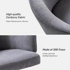 Fauteuil de bureau pivotant ergonomique Astore Modern en velours côtelé avec hauteur réglable par HULALA HOME