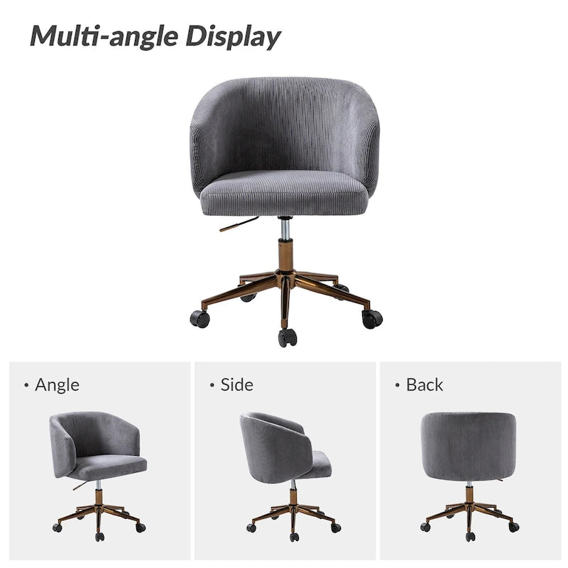 Fauteuil de bureau pivotant ergonomique Astore Modern en velours côtelé avec hauteur réglable par HULALA HOME