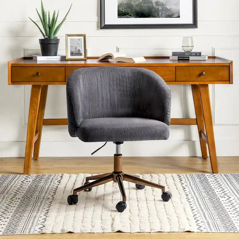 Fauteuil de bureau pivotant ergonomique Astore Modern en velours côtelé avec hauteur réglable par HULALA HOME