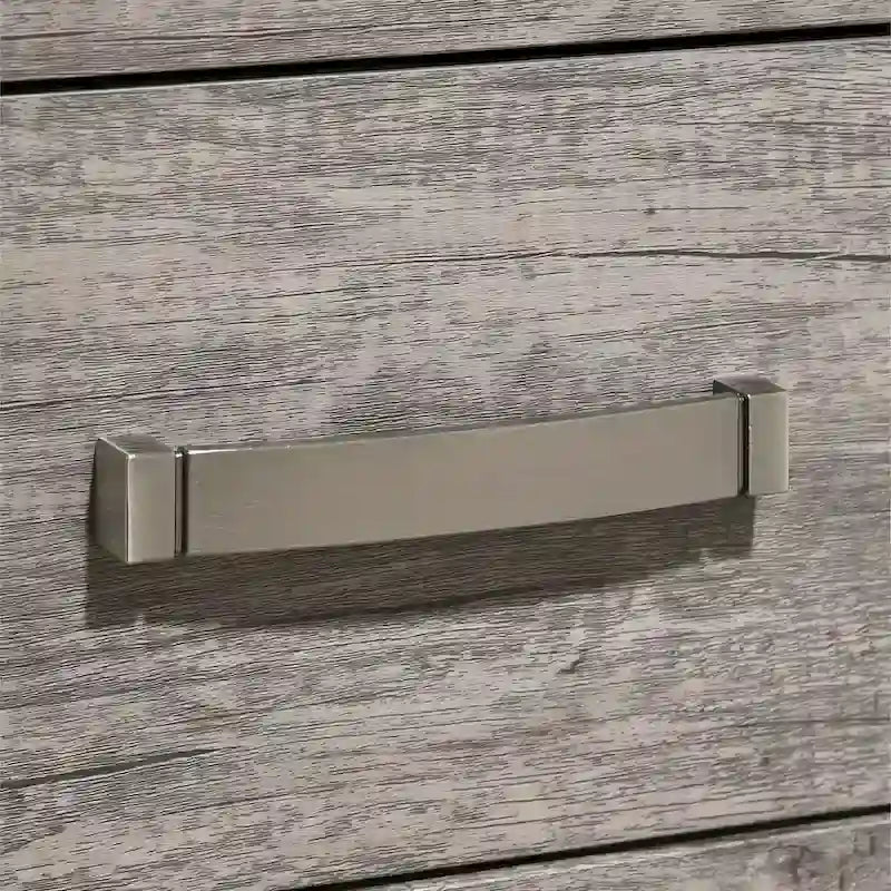 Ensemble de chambre à coucher contemporain Roundhill Furniture Floren en bois gris patiné, avec lit à panneau, commode, miroir, table de nuit et chiffonnier