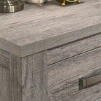 Ensemble de chambre à coucher contemporain Roundhill Furniture Floren en bois gris patiné, avec lit à panneau, commode, miroir, table de nuit et chiffonnier