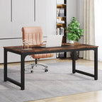 70.87 Grande Table de Bureau pour Ordinateur, Table de Conférence Marron Rustique