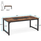 70.87 Grande Table de Bureau pour Ordinateur, Table de Conférence Marron Rustique