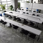 Table de formation empilable et rabattable Flash Furniture Palmer de qualité commerciale ultra-robuste avec pieds en T, panneau de modestie, plateau et cadre
