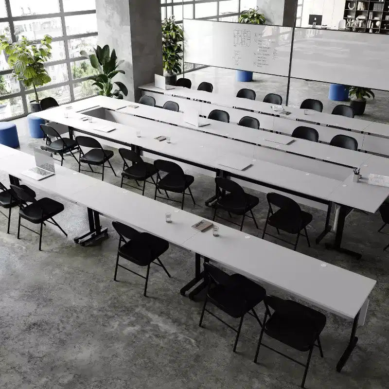 Table de formation empilable et rabattable Flash Furniture Palmer de qualité commerciale ultra-robuste avec pieds en T, panneau de modestie, plateau et cadre