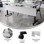 Table de formation empilable et rabattable Flash Furniture Palmer de qualité commerciale ultra-robuste avec pieds en T, panneau de modestie, plateau et cadre