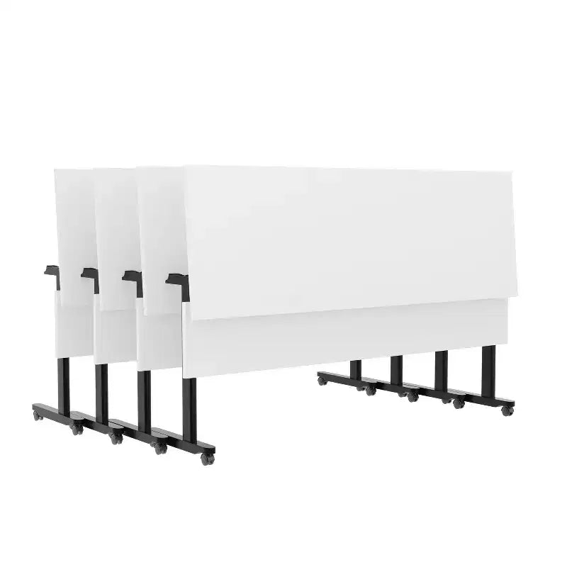 Table de formation empilable et rabattable Flash Furniture Palmer de qualité commerciale ultra-robuste avec pieds en T, panneau de modestie, plateau et cadre