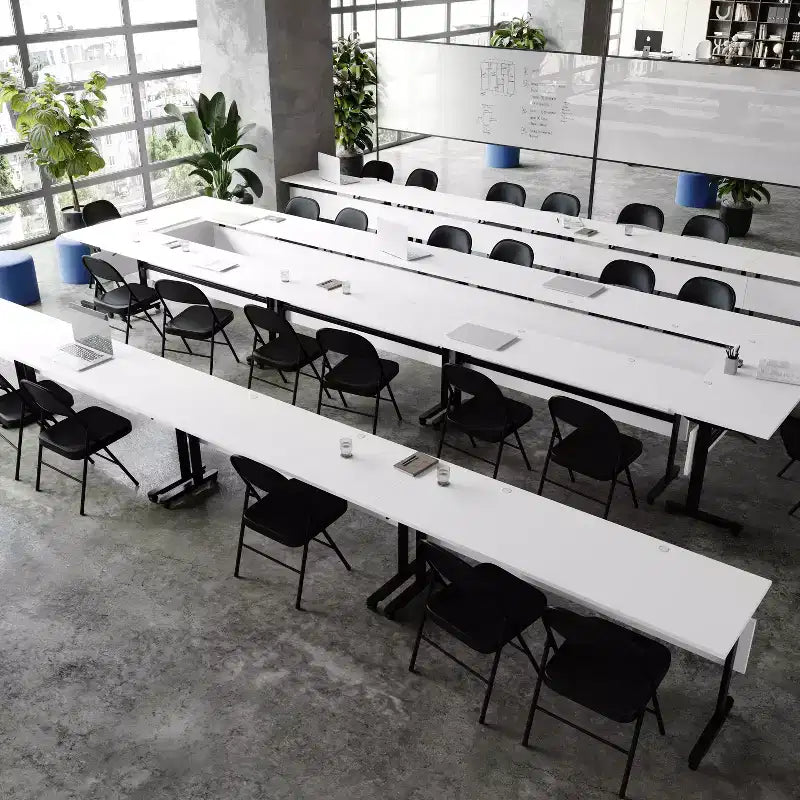 Table de formation empilable et rabattable Flash Furniture Palmer de qualité commerciale ultra-robuste avec pieds en T, panneau de modestie, plateau et cadre
