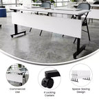 Table de formation empilable et rabattable Flash Furniture Palmer de qualité commerciale ultra-robuste avec pieds en T, panneau de modestie, plateau et cadre