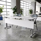 Table de formation empilable et rabattable Flash Furniture Palmer de qualité commerciale ultra-robuste avec pieds en T, panneau de modestie, plateau et cadre