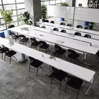 Table de formation empilable et rabattable Flash Furniture Palmer de qualité commerciale ultra-robuste avec pieds en T, panneau de modestie, plateau et cadre
