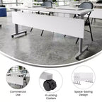 Table de formation empilable et rabattable Flash Furniture Palmer de qualité commerciale ultra-robuste avec pieds en T, panneau de modestie, plateau et cadre