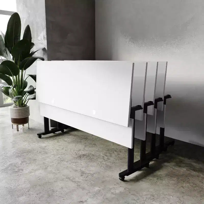Table de formation empilable et rabattable Flash Furniture Palmer de qualité commerciale ultra-robuste avec pieds en T, panneau de modestie, plateau et cadre