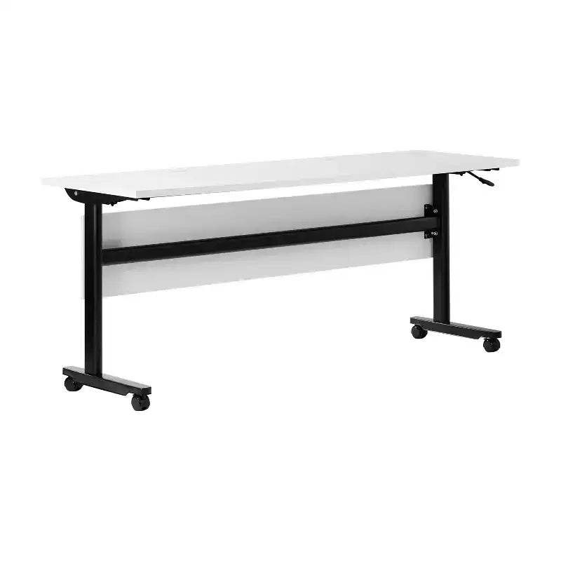 Table de formation empilable et rabattable Flash Furniture Palmer de qualité commerciale ultra-robuste avec pieds en T, panneau de modestie, plateau et cadre