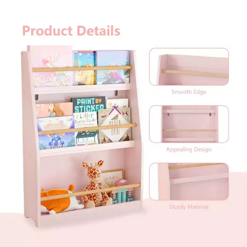 Étagère sur pied à 3 niveaux, bibliothèque de rangement ouverte moderne, organisateur de rangement de bibliothèque pour enfants pour salon, chambre d'enfant, chambre de bébé, blanc