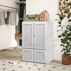HOMCOM Armoire penderie portable, Meuble de rangement de chambre pliable avec compartiment cube, Portes magnétiques, Assemblage facile, Blanc