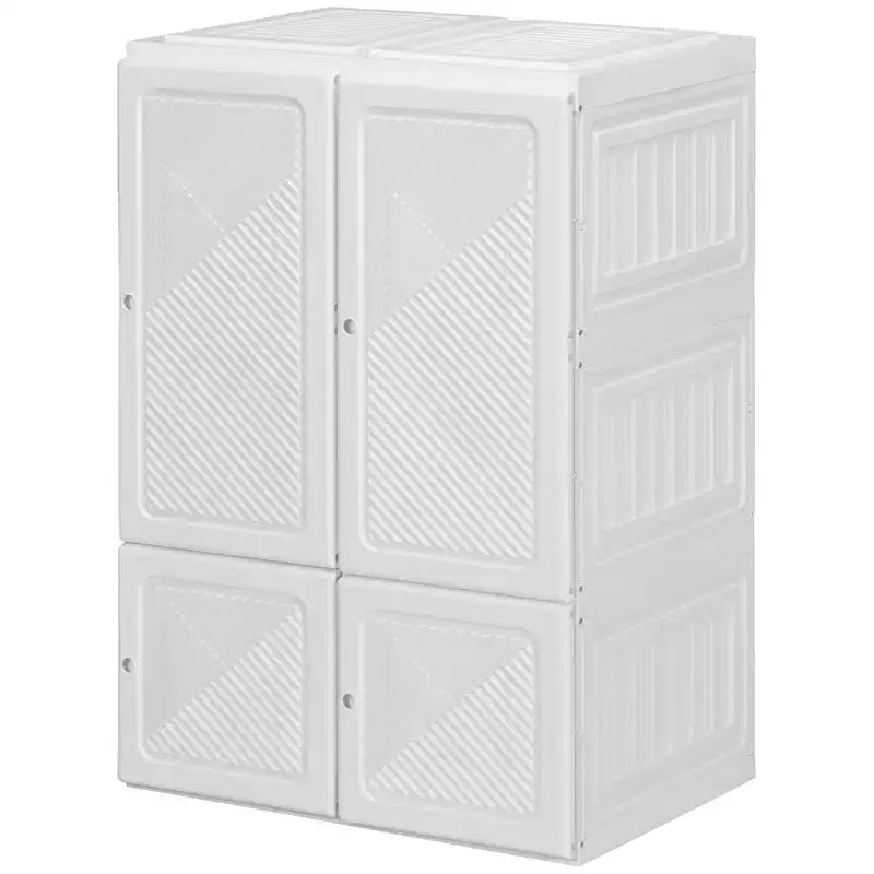 HOMCOM Armoire penderie portable, Meuble de rangement de chambre pliable avec compartiment cube, Portes magnétiques, Assemblage facile, Blanc