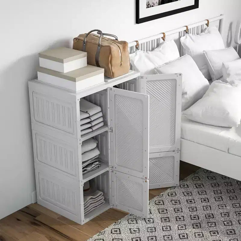HOMCOM Armoire penderie portable, Meuble de rangement de chambre pliable avec compartiment cube, Portes magnétiques, Assemblage facile, Blanc