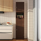 Armoire de salle de bain étroite et haute de 170 cm, armoire de rangement autoportante à 5 niveaux en bois massif
