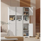 Armoire de salle de bain étroite et haute de 170 cm, armoire de rangement autoportante à 5 niveaux en bois massif