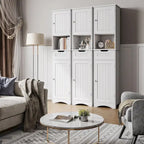 Armoire de salle de bain étroite et haute de 170 cm, armoire de rangement autoportante à 5 niveaux en bois massif