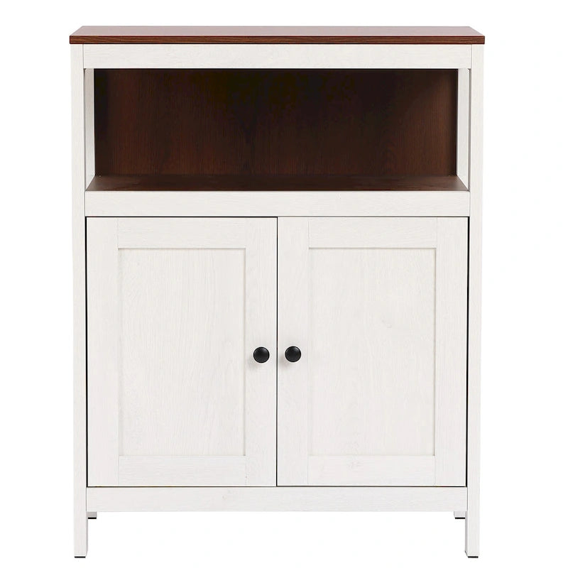 Meuble de rangement de salle de bain à 2 portes en bois blanc et marron - 30,25 H x 23,63 L x 12,4 P