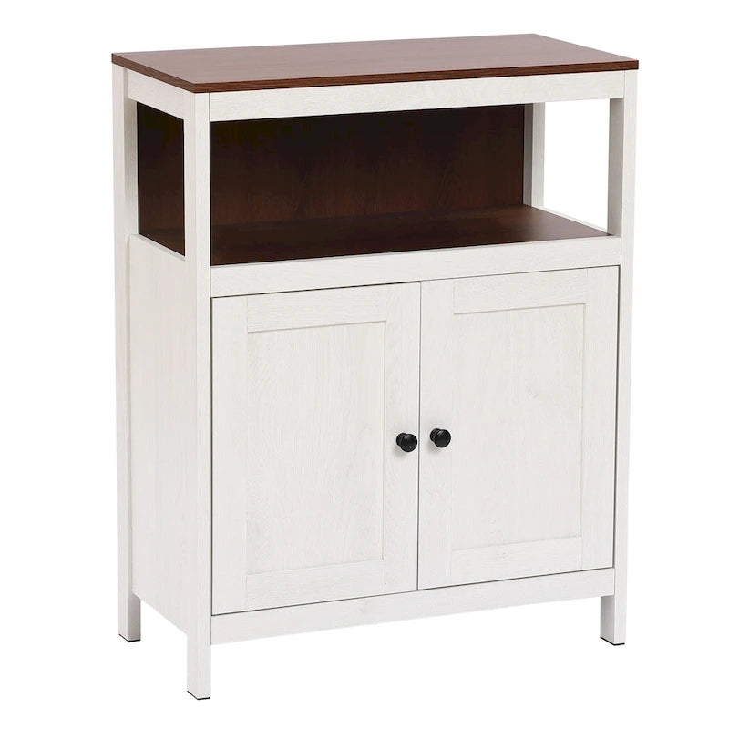 Meuble de rangement de salle de bain à 2 portes en bois blanc et marron - 30,25 H x 23,63 L x 12,4 P