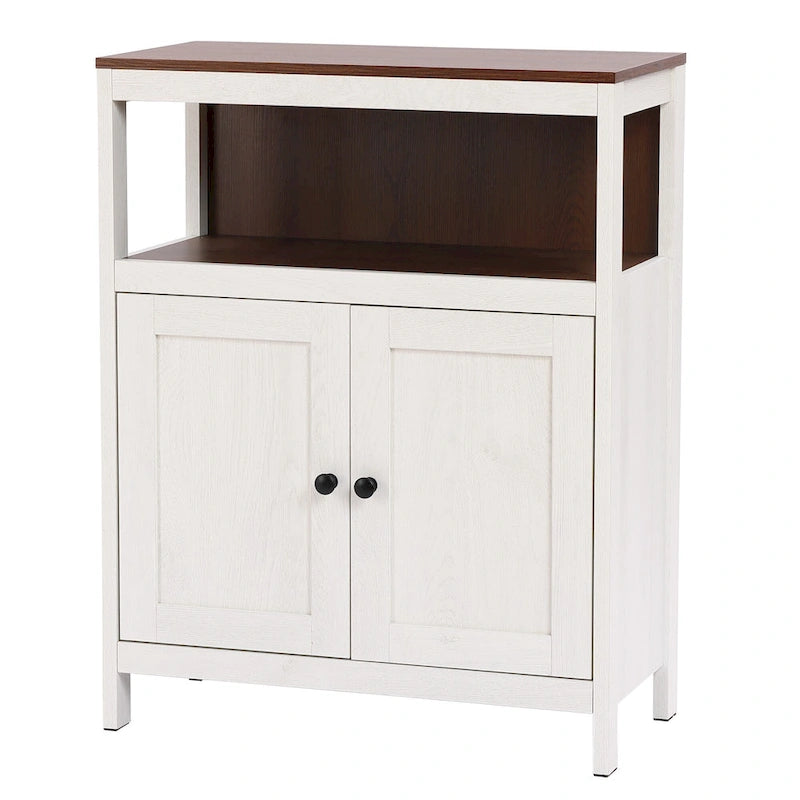 Meuble de rangement de salle de bain à 2 portes en bois blanc et marron - 30,25 H x 23,63 L x 12,4 P