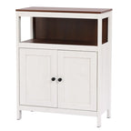 Meuble de rangement de salle de bain à 2 portes en bois blanc et marron - 30,25 H x 23,63 L x 12,4 P