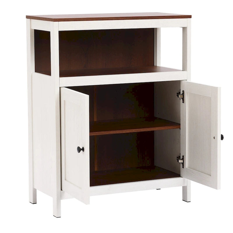 Meuble de rangement de salle de bain à 2 portes en bois blanc et marron - 30,25 H x 23,63 L x 12,4 P