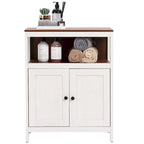 Meuble de rangement de salle de bain à 2 portes en bois blanc et marron - 30,25 H x 23,63 L x 12,4 P