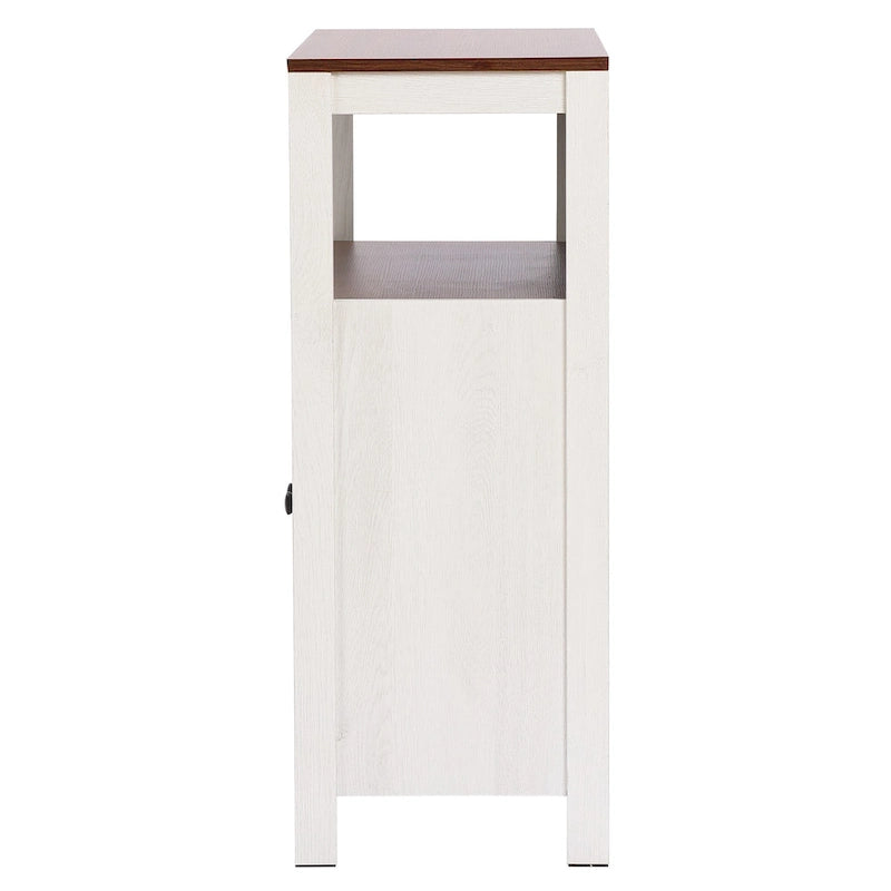 Meuble de rangement de salle de bain à 2 portes en bois blanc et marron - 30,25 H x 23,63 L x 12,4 P