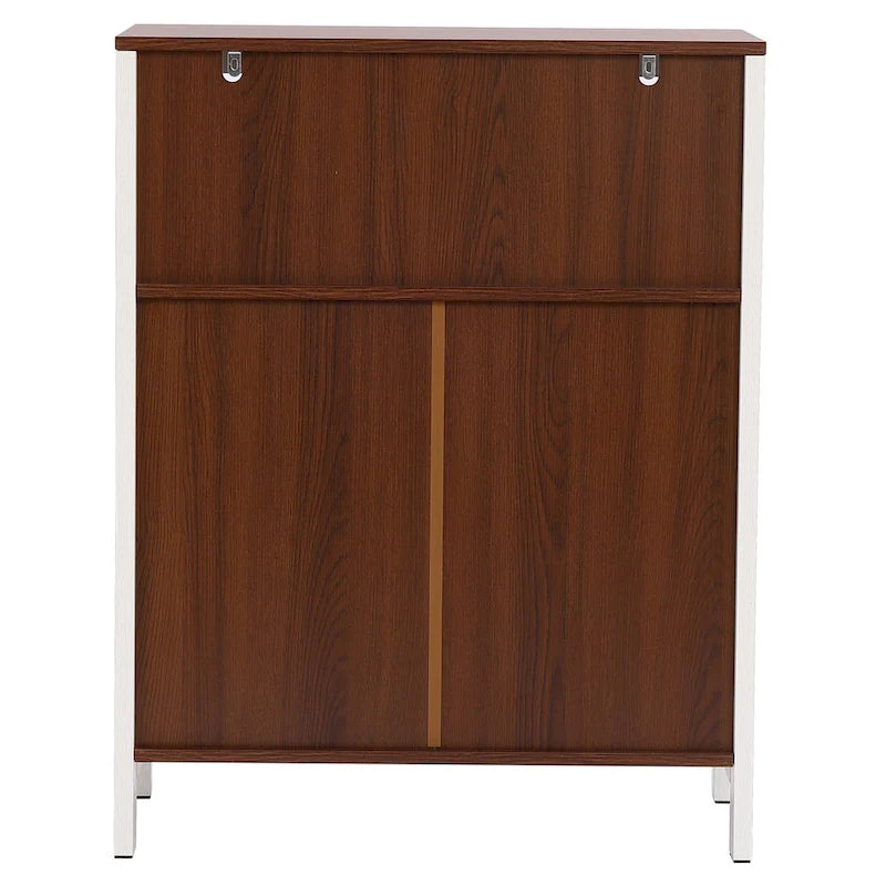 Meuble de rangement de salle de bain à 2 portes en bois blanc et marron - 30,25 H x 23,63 L x 12,4 P