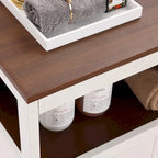 Meuble de rangement de salle de bain à 2 portes en bois blanc et marron - 30,25 H x 23,63 L x 12,4 P