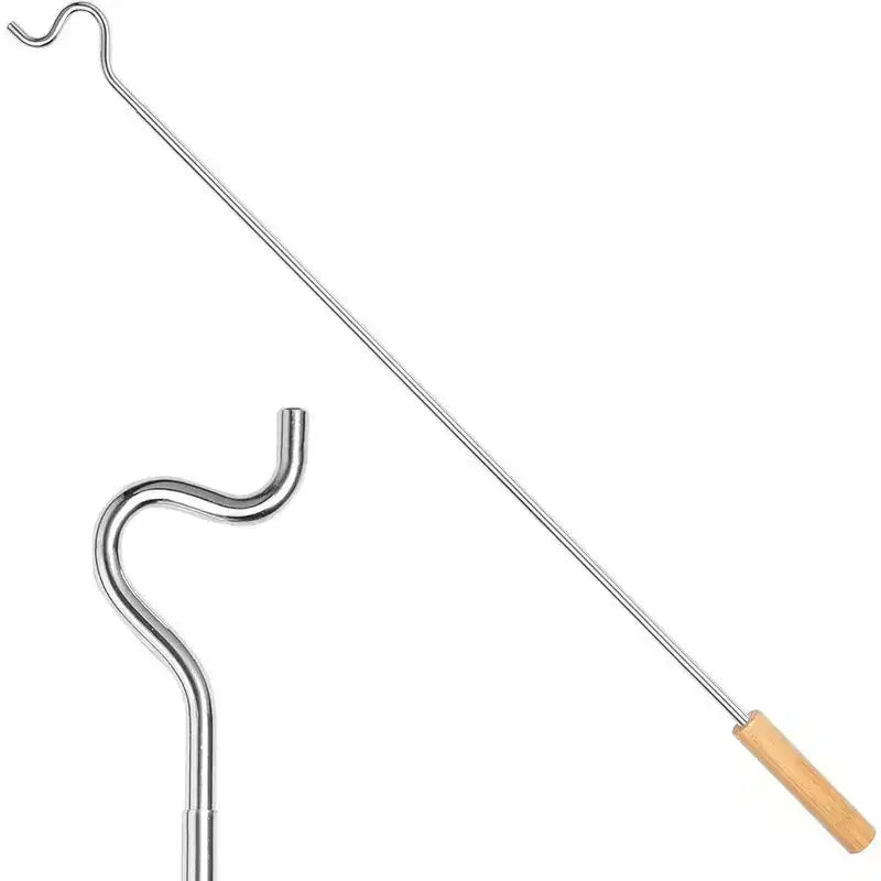 Hold N' Storage - Closet Reacher Pole with Shepherd Hook and Wooden Handle. Adjustable 2.75 to 5 Feet
